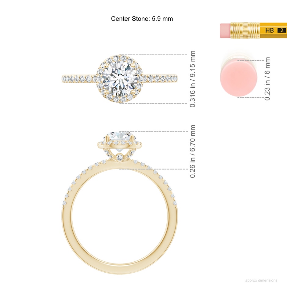 5.9mm GVS2 SR4516D-YG-GVS2-5.9 in Yellow Gold ruler