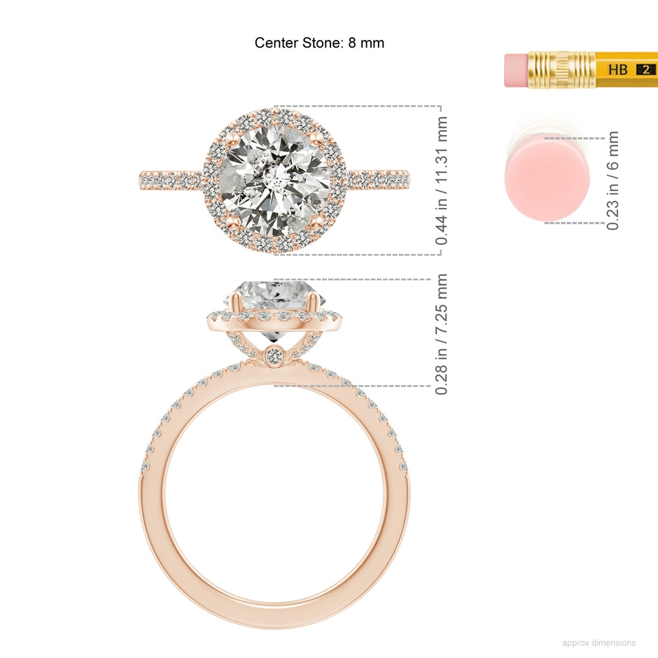 8mm KI3 SR4516D-RG-KI3-8 in Rose Gold ruler