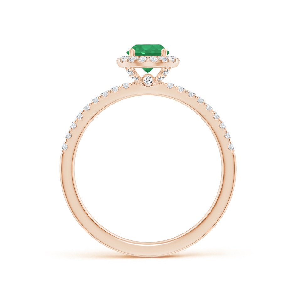 5mm A Round Emerald Classic Halo Engagement Ring in Rose Gold side 199