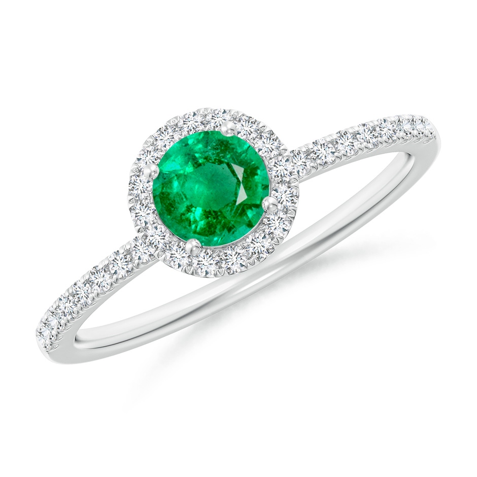 5mm AAA Round Emerald Classic Halo Engagement Ring in P950 Platinum 