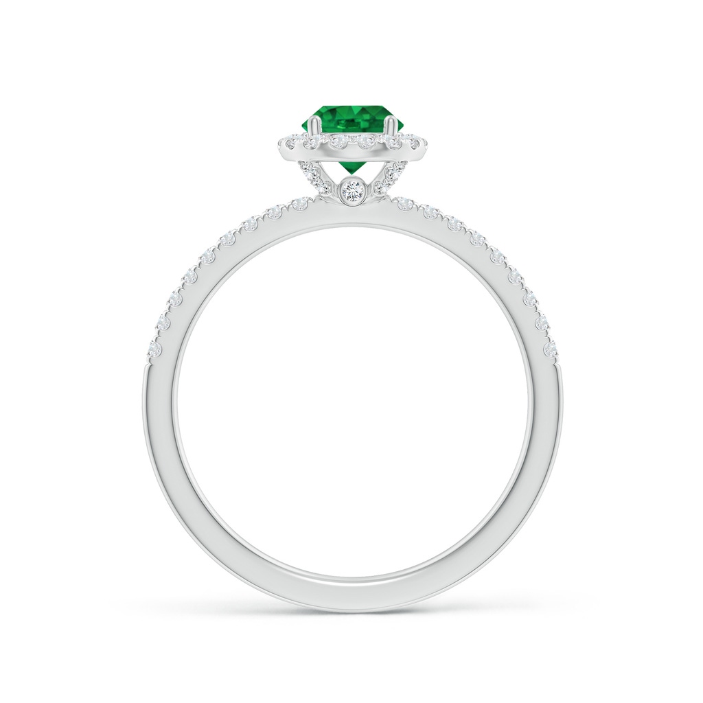 5mm AAA Round Emerald Classic Halo Engagement Ring in P950 Platinum - side 199