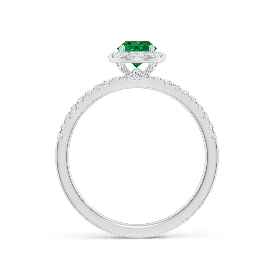 5mm AAA Round Emerald Classic Halo Engagement Ring in P950 Platinum side 199