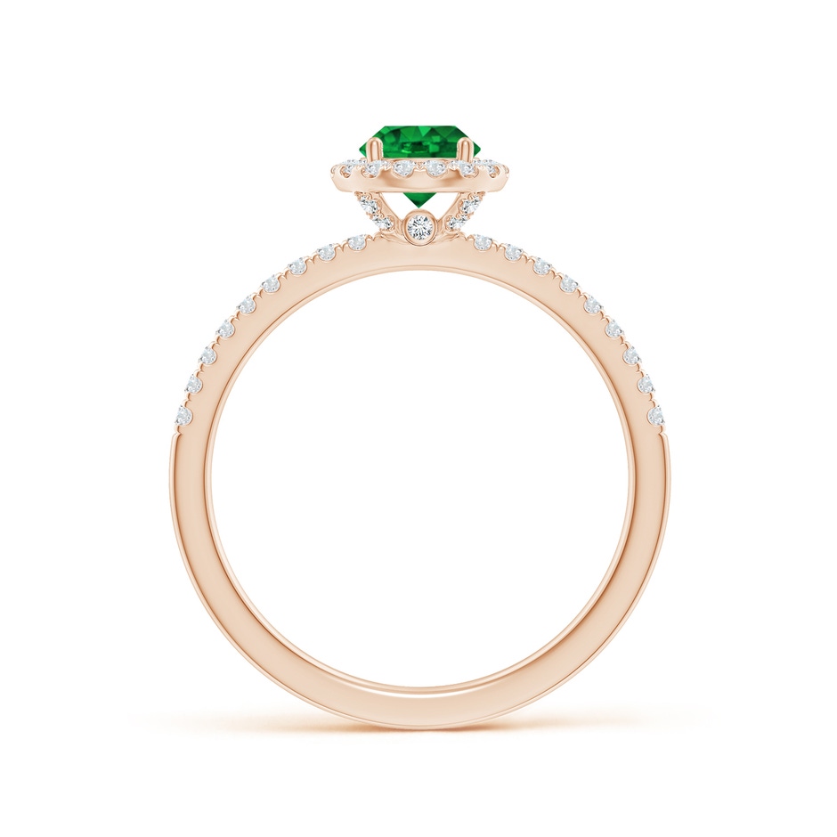 5mm AAAA Round Emerald Classic Halo Engagement Ring in Rose Gold side 199