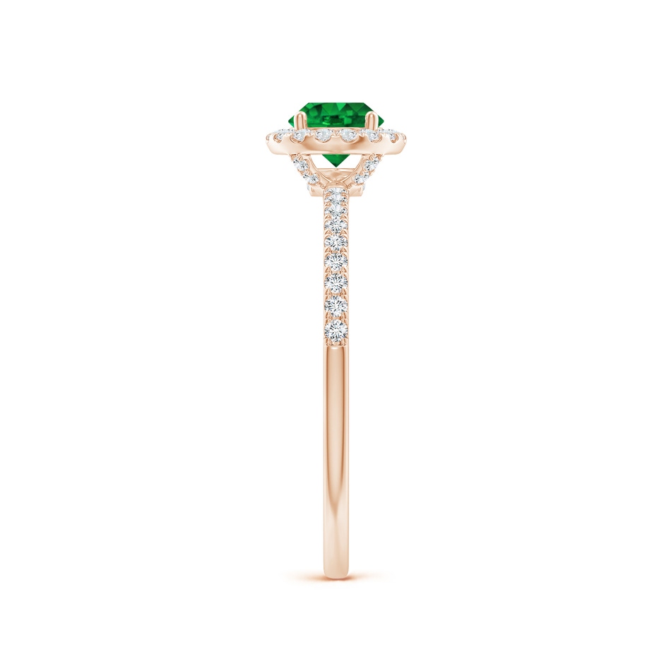 5mm AAAA Round Emerald Classic Halo Engagement Ring in Rose Gold side 299