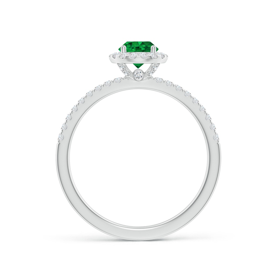 5mm AAAA Round Emerald Classic Halo Engagement Ring in White Gold side 199