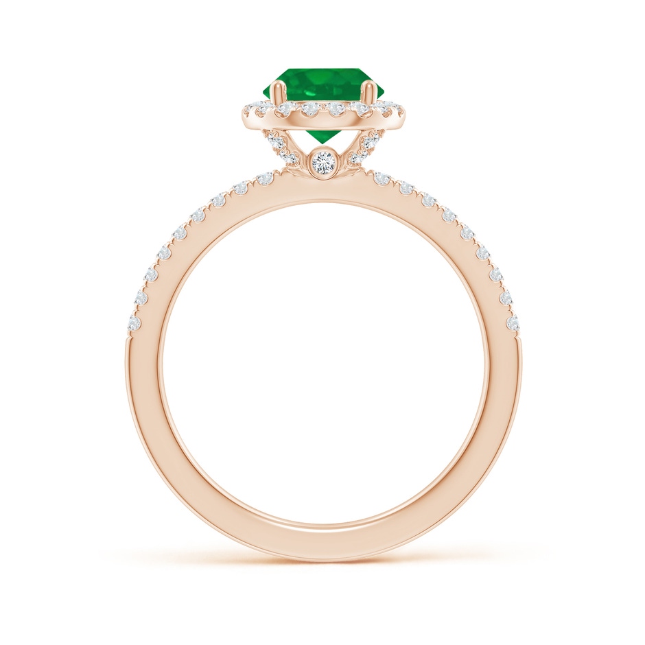 6.5mm AA Round Emerald Classic Halo Engagement Ring in Rose Gold side 199