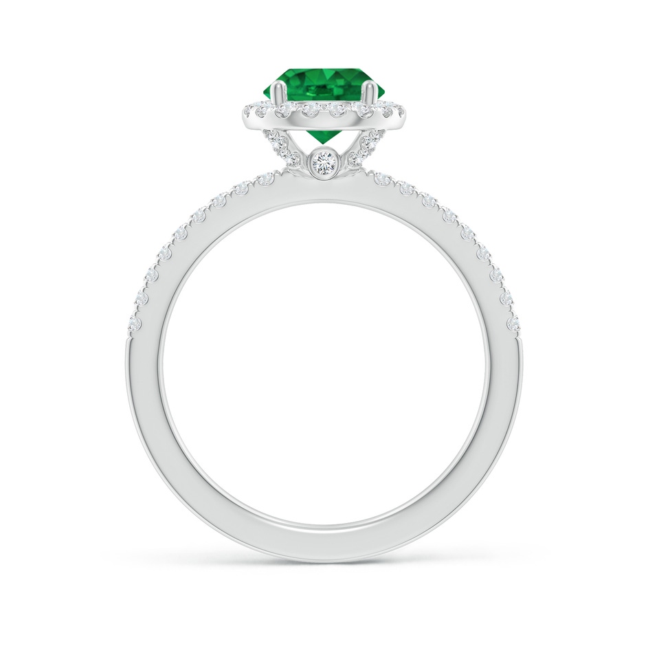6.5mm AAA Round Emerald Classic Halo Engagement Ring in P950 Platinum side 199