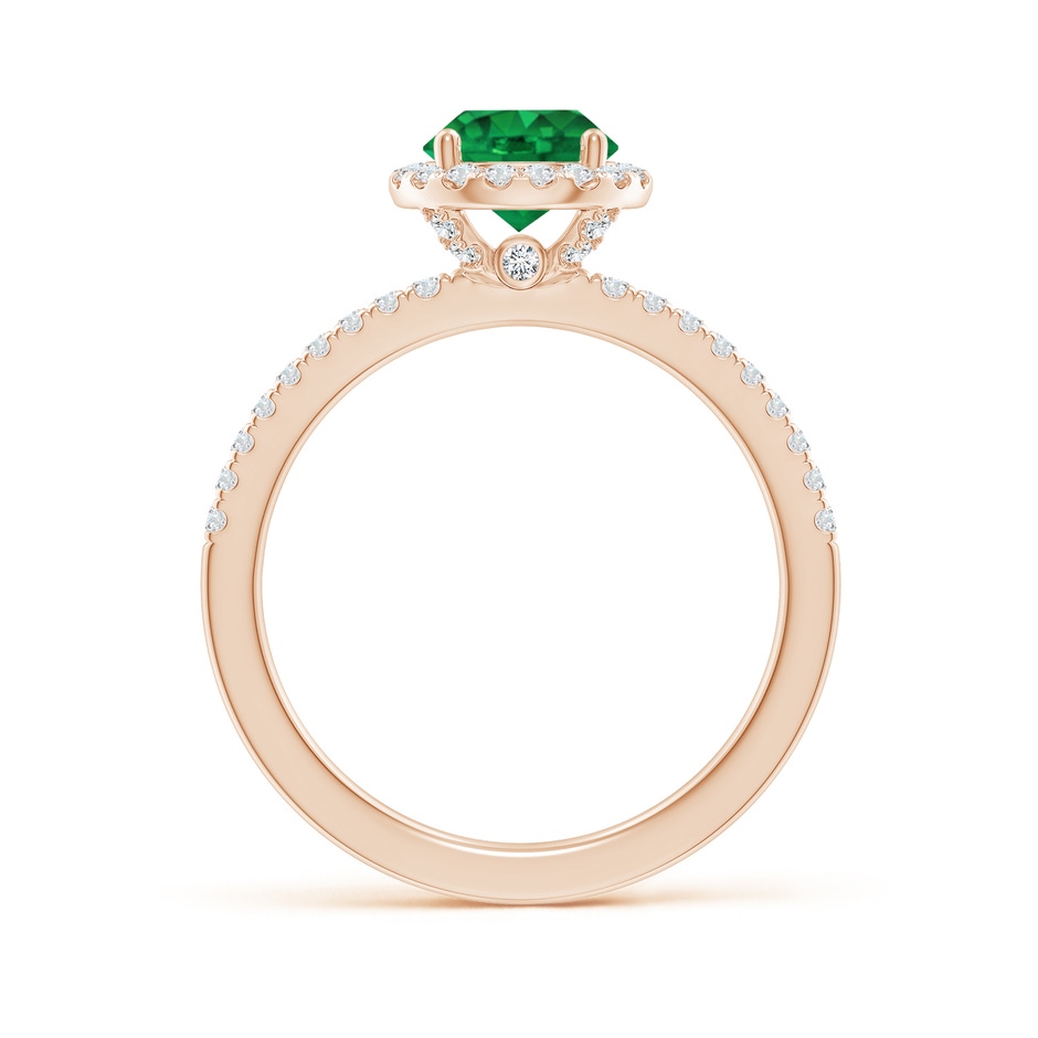 6.5mm AAA Round Emerald Classic Halo Engagement Ring in Rose Gold side 199