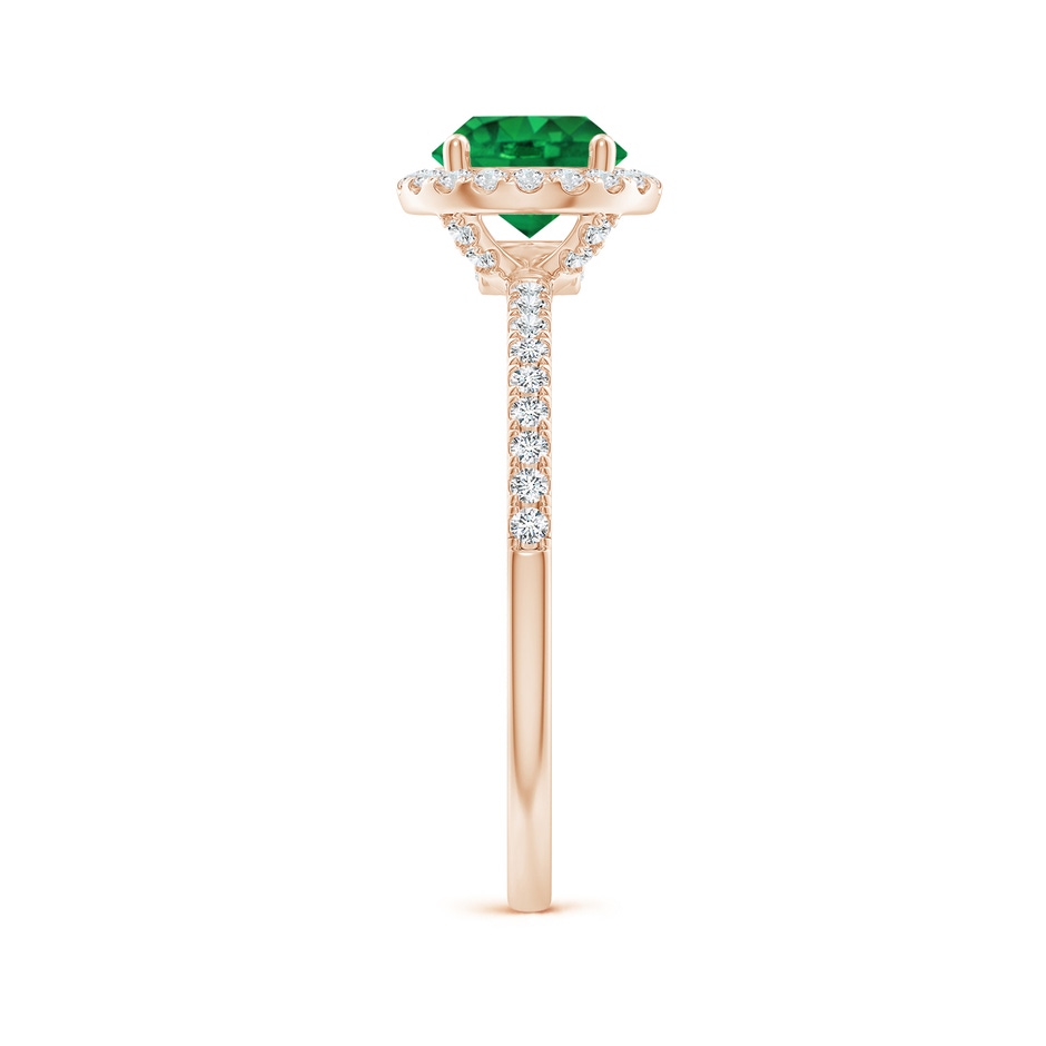 6.5mm AAA Round Emerald Classic Halo Engagement Ring in Rose Gold side 299