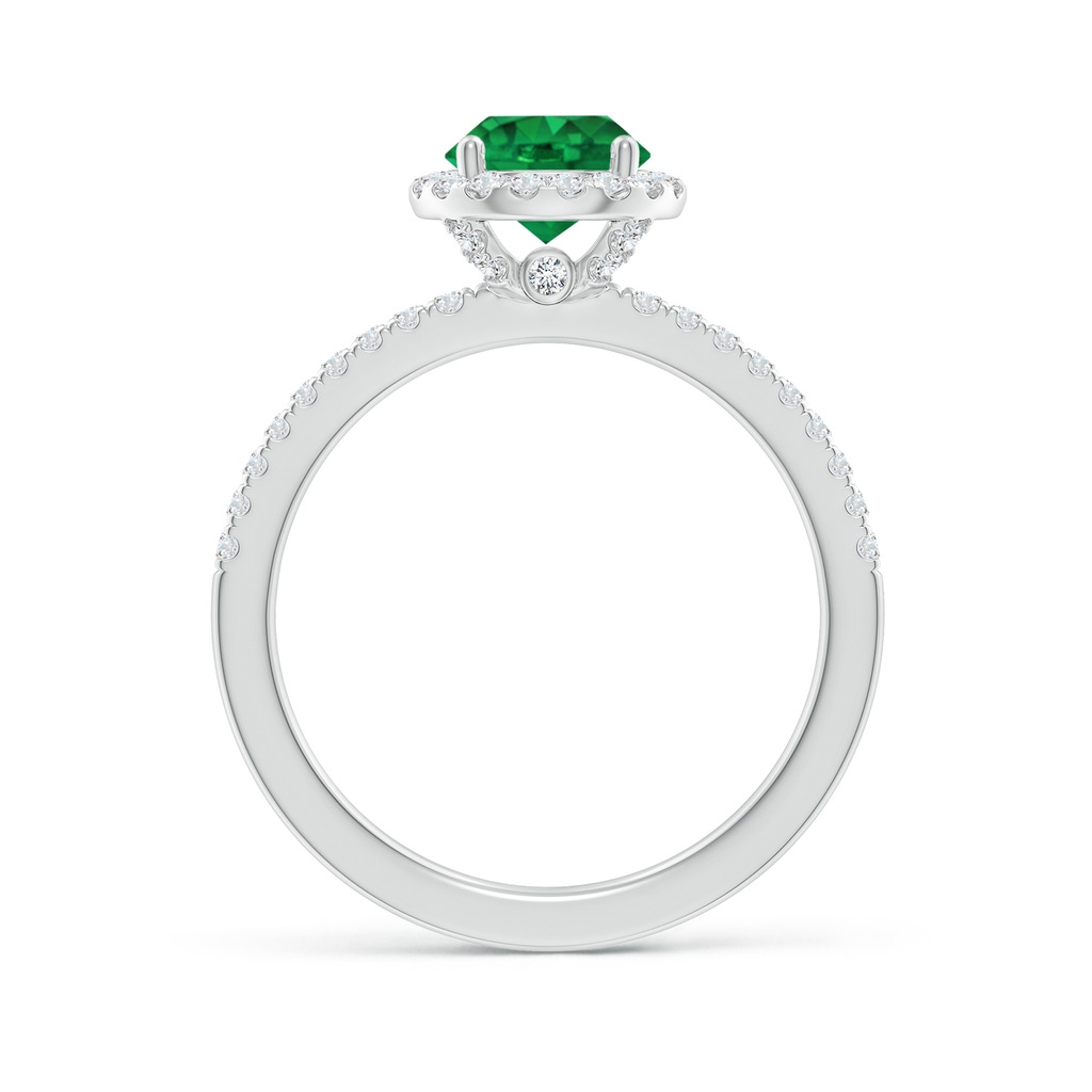 6.5mm AAA Round Emerald Classic Halo Engagement Ring in White Gold - side 199