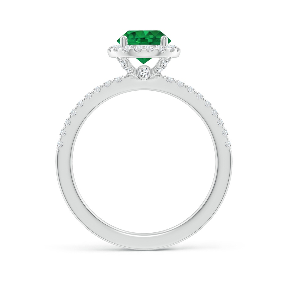 6.5mm AAA Round Emerald Classic Halo Engagement Ring in White Gold side 199