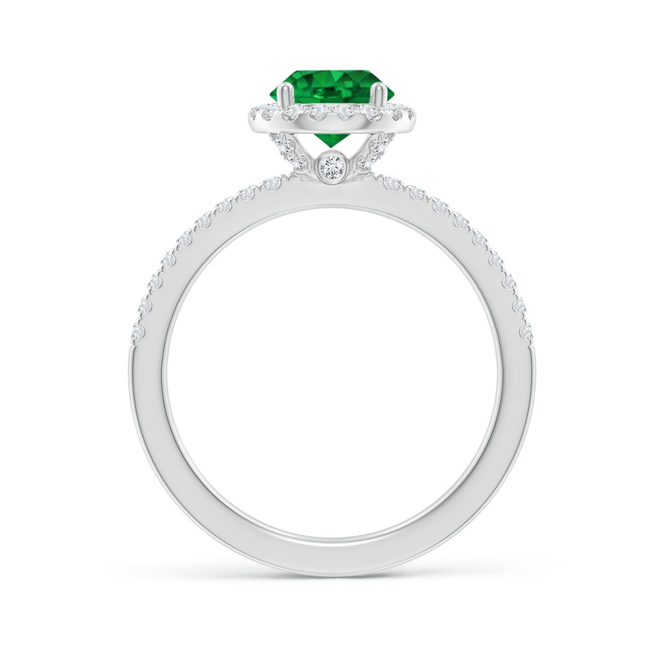 6.5mm AAAA Round Emerald Classic Halo Engagement Ring in P950 Platinum side 199