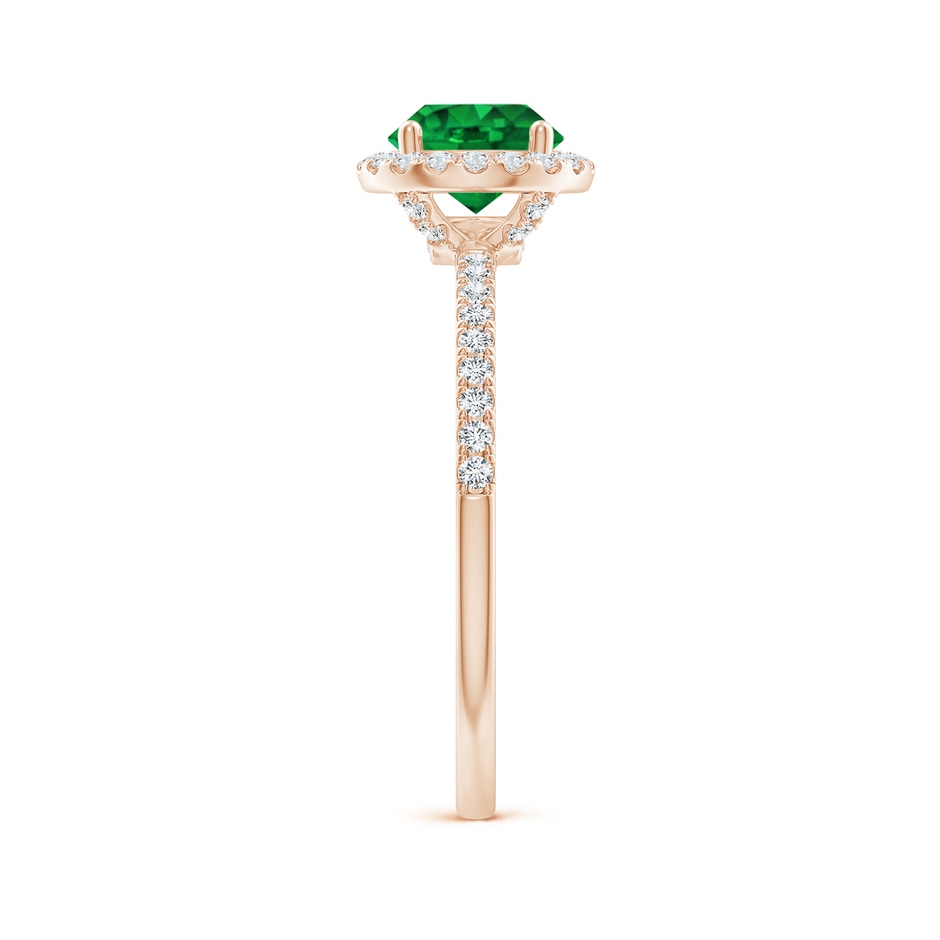 6.5mm AAAA Round Emerald Classic Halo Engagement Ring in Rose Gold side 299
