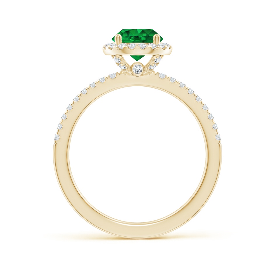 6.5mm AAAA Round Emerald Classic Halo Engagement Ring in Yellow Gold side 199