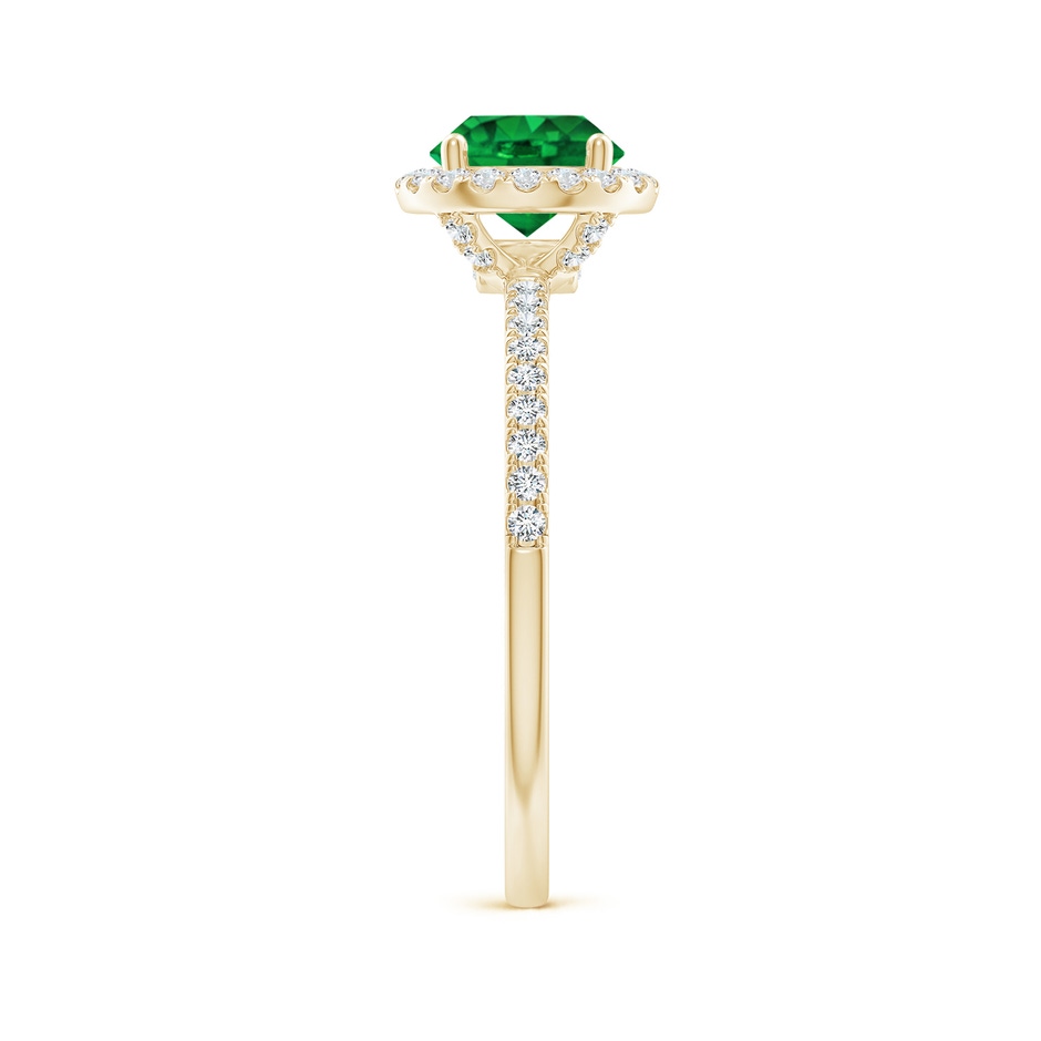 6.5mm AAAA Round Emerald Classic Halo Engagement Ring in Yellow Gold side 299