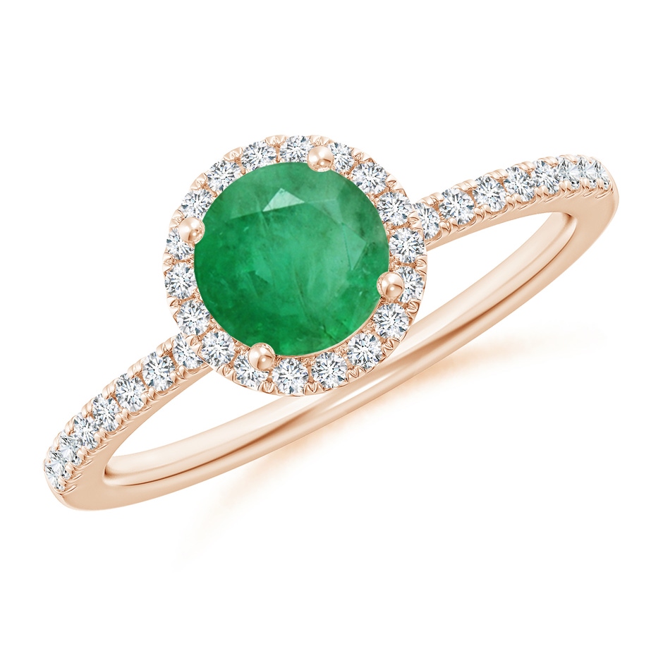 6mm A Round Emerald Classic Halo Engagement Ring in Rose Gold 