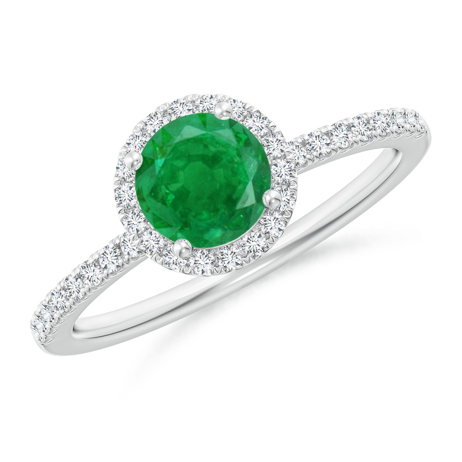 6mm AA Round Emerald Classic Halo Engagement Ring in P950 Platinum 
