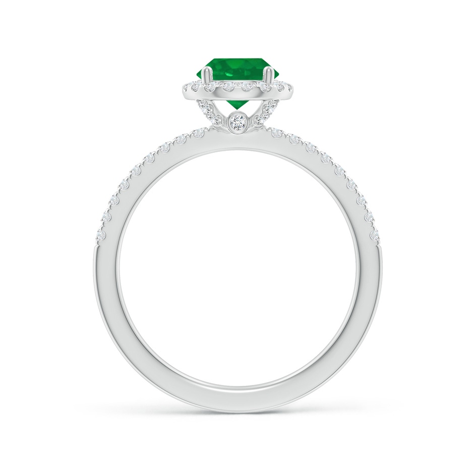 6mm AA Round Emerald Classic Halo Engagement Ring in P950 Platinum side 199