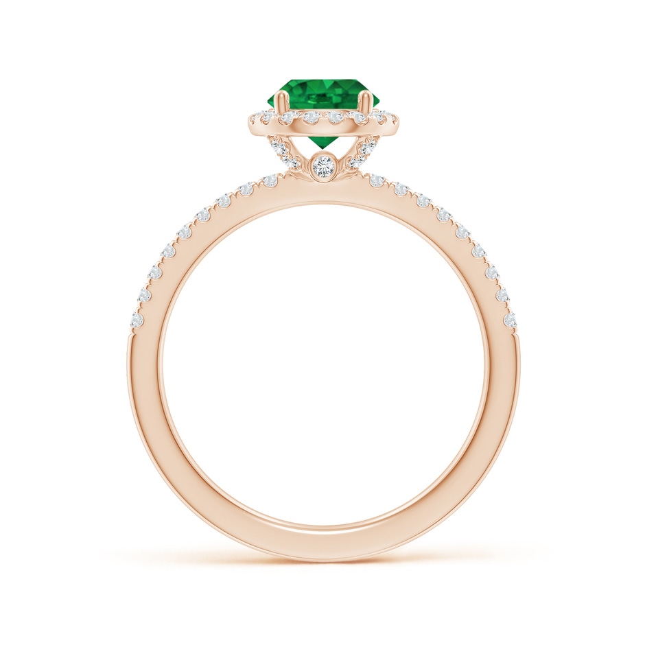 6mm AAA Round Emerald Classic Halo Engagement Ring in Rose Gold side 199
