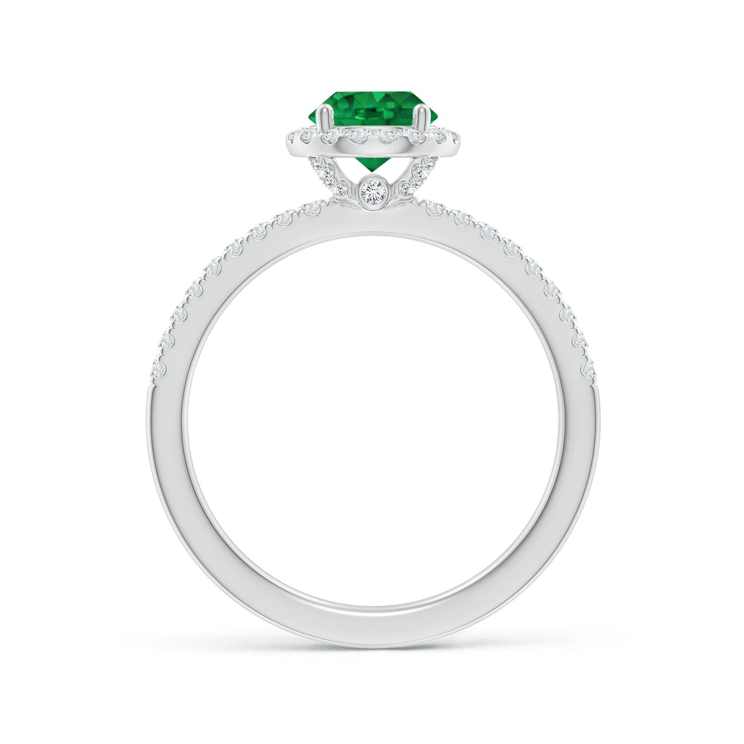 6mm AAA Round Emerald Classic Halo Engagement Ring in White Gold