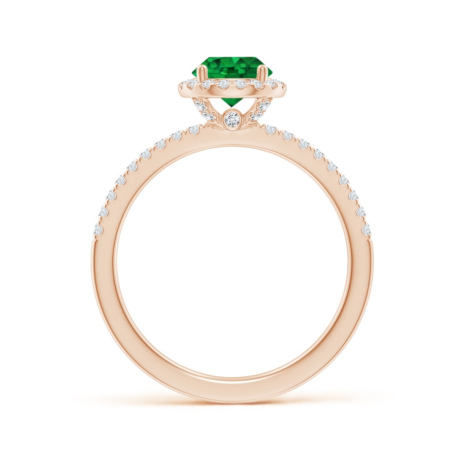 6mm AAAA Round Emerald Classic Halo Engagement Ring in Rose Gold side 199