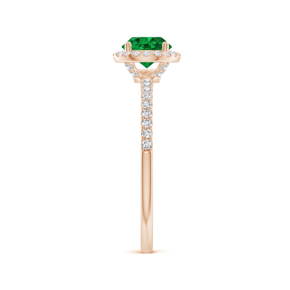 6mm AAAA Round Emerald Classic Halo Engagement Ring in Rose Gold side 299