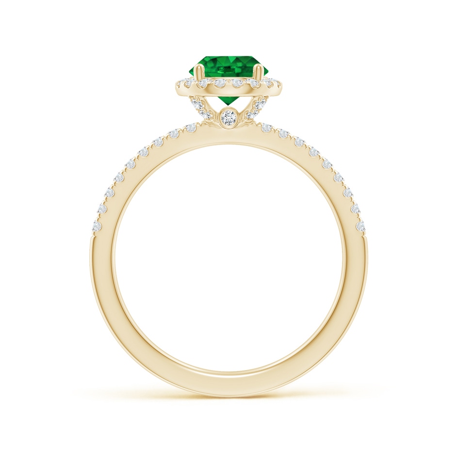6mm AAAA Round Emerald Classic Halo Engagement Ring in Yellow Gold side 199