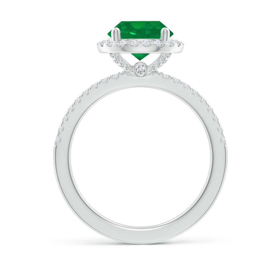 8mm AA Round Emerald Classic Halo Engagement Ring in P950 Platinum side 199