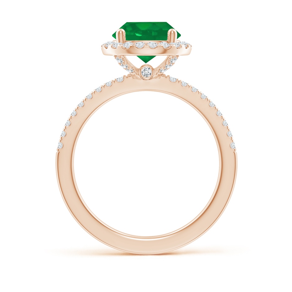 8mm AA Round Emerald Classic Halo Engagement Ring in Rose Gold side 199