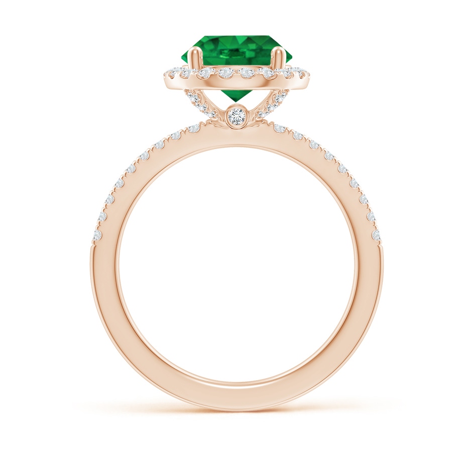 8mm AAA Round Emerald Classic Halo Engagement Ring in Rose Gold side 199