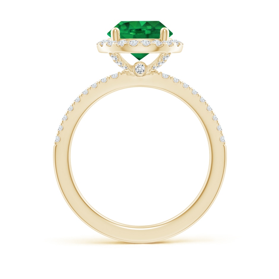 8mm AAA Round Emerald Classic Halo Engagement Ring in Yellow Gold side 199