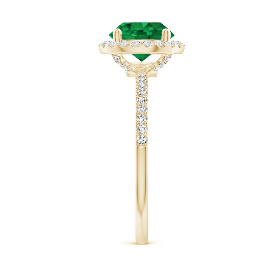 8mm AAA Round Emerald Classic Halo Engagement Ring in Yellow Gold side 299