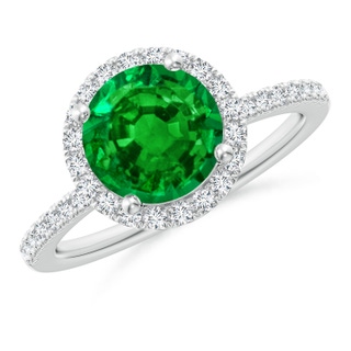 8mm AAAA Round Emerald Classic Halo Engagement Ring in P950 Platinum