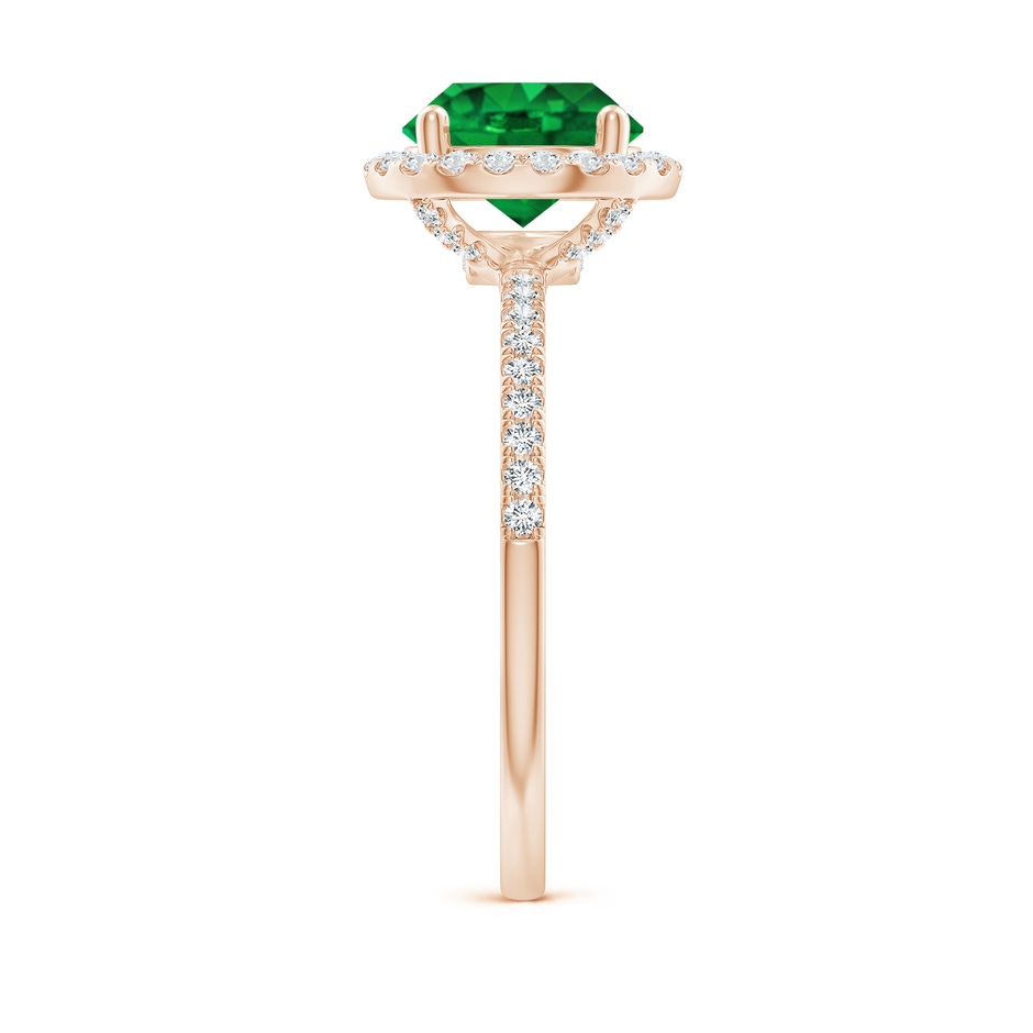 8mm AAAA Round Emerald Classic Halo Engagement Ring in Rose Gold side 299