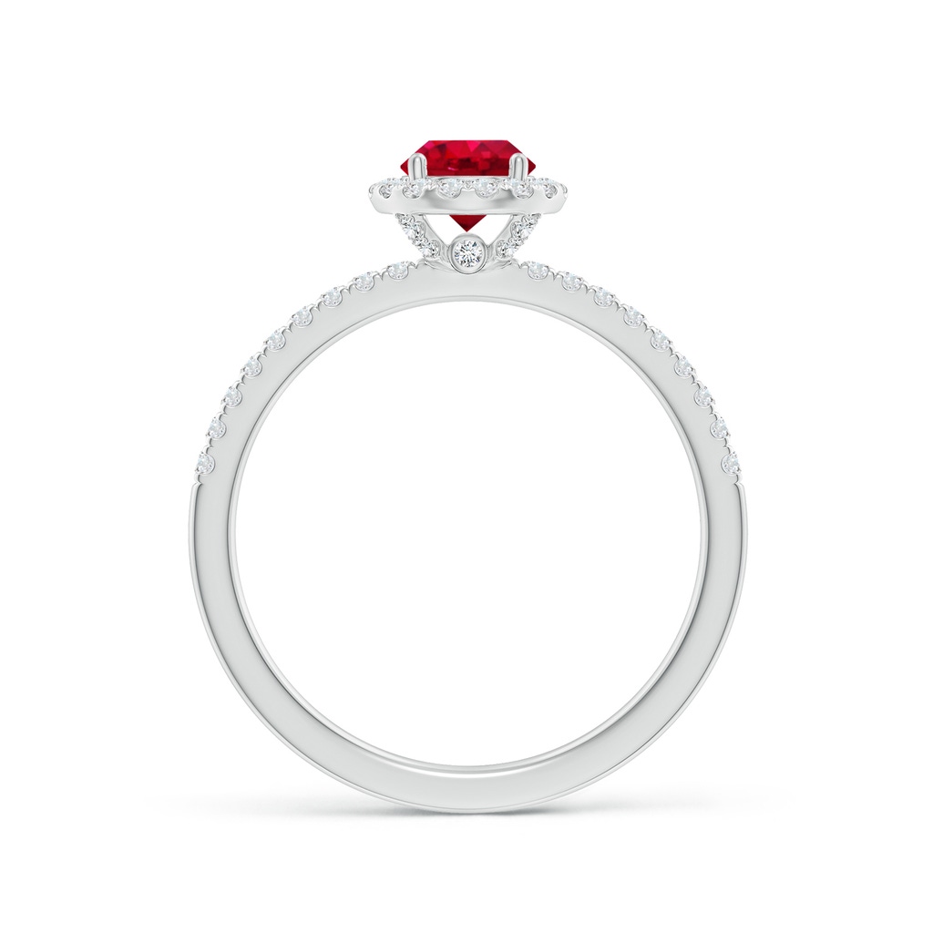 5mm AAA Round Ruby Classic Halo Engagement Ring in 18K White Gold - side 199