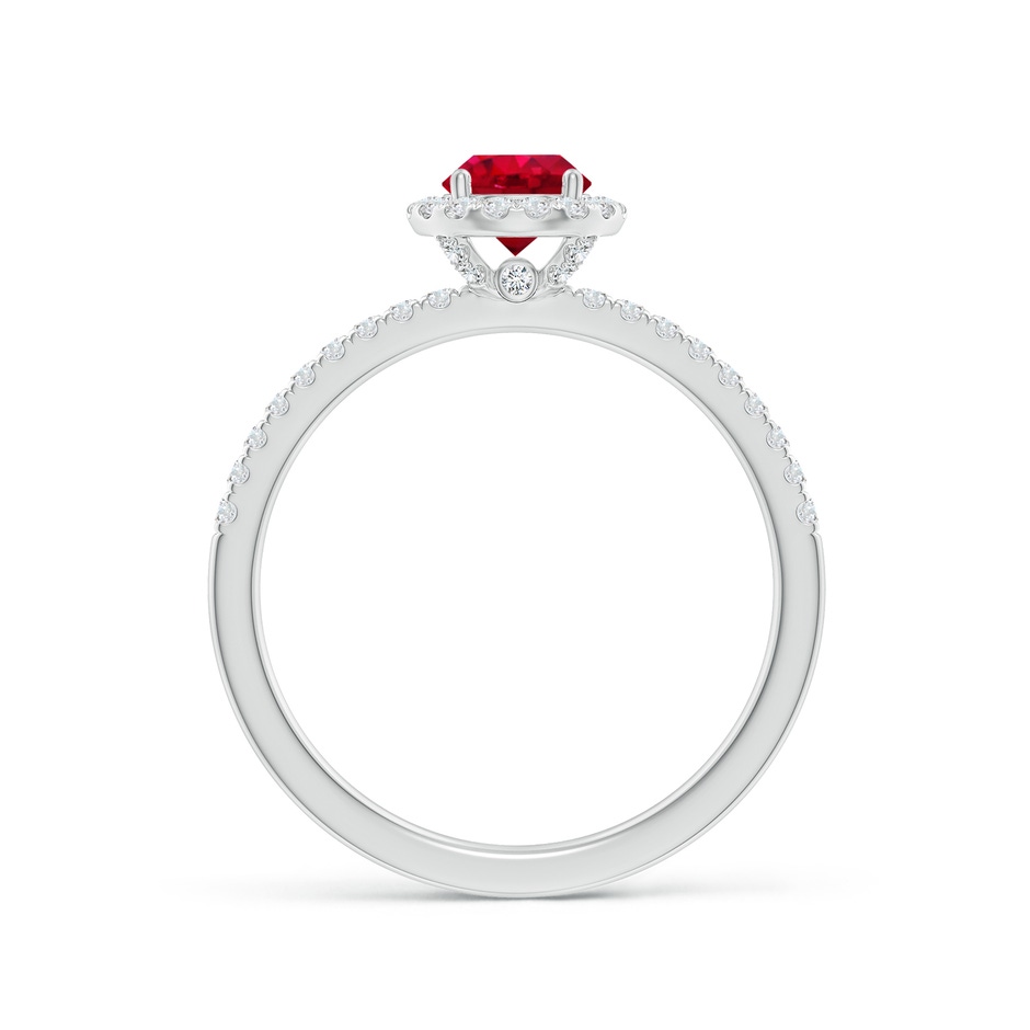 5mm AAA Round Ruby Classic Halo Engagement Ring in 18K White Gold side 199