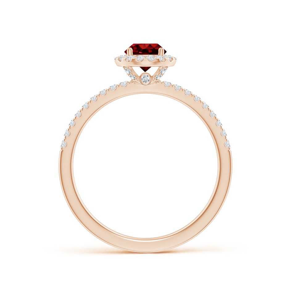 5mm AAAA Round Ruby Classic Halo Engagement Ring in Rose Gold side 199