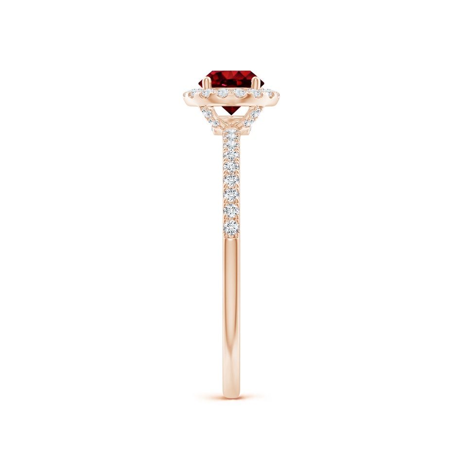 5mm AAAA Round Ruby Classic Halo Engagement Ring in Rose Gold side 299