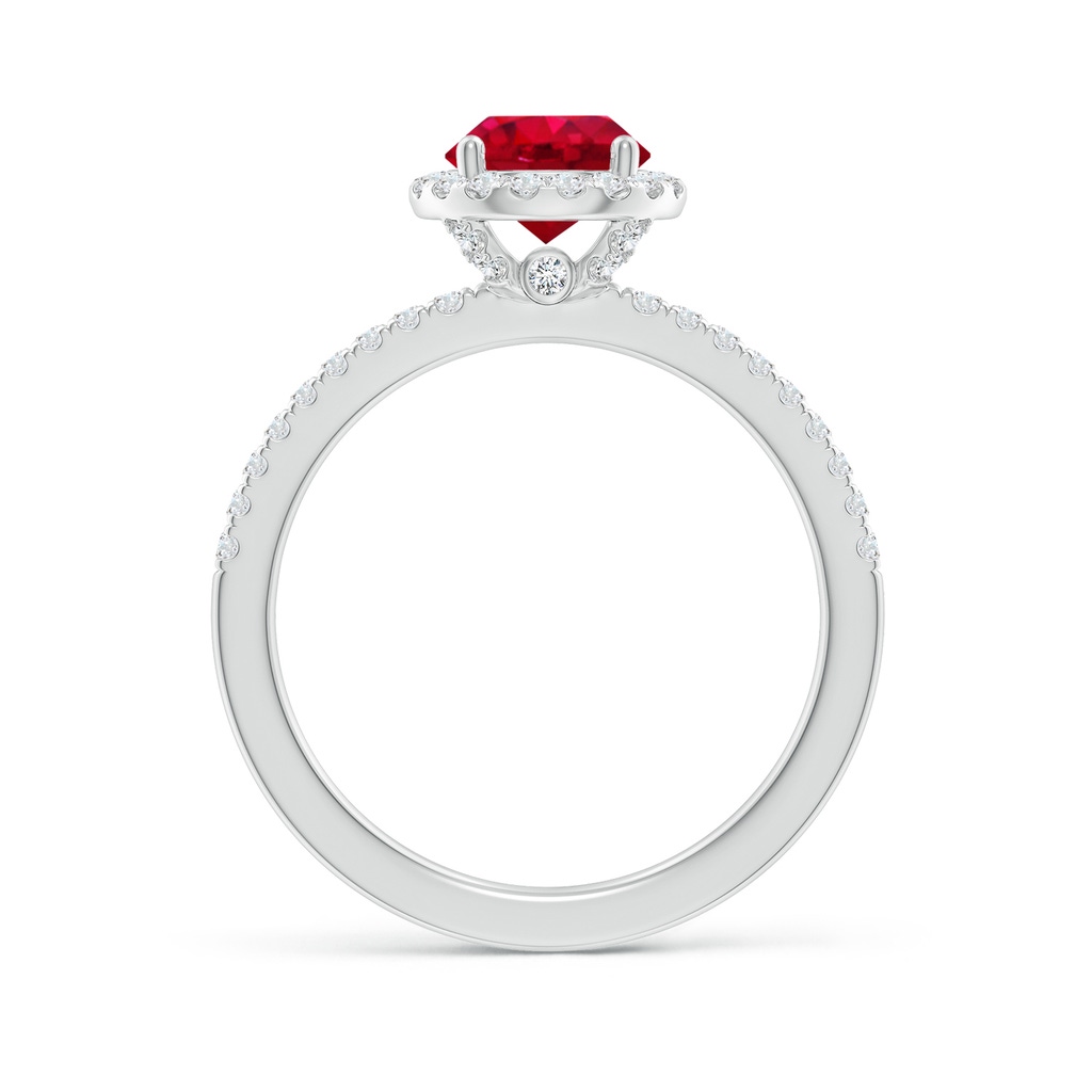 6.5mm AAA Round Ruby Classic Halo Engagement Ring in White Gold - side 199