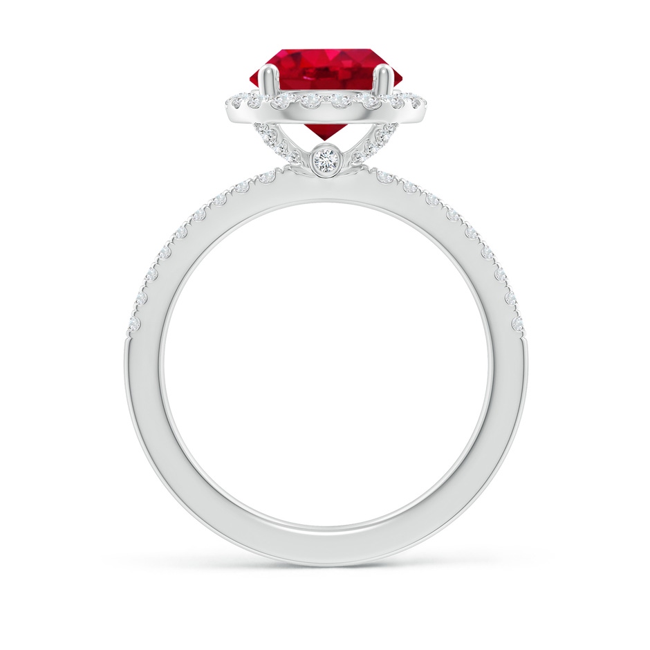 8mm AAA Round Ruby Classic Halo Engagement Ring in P950 Platinum side 199