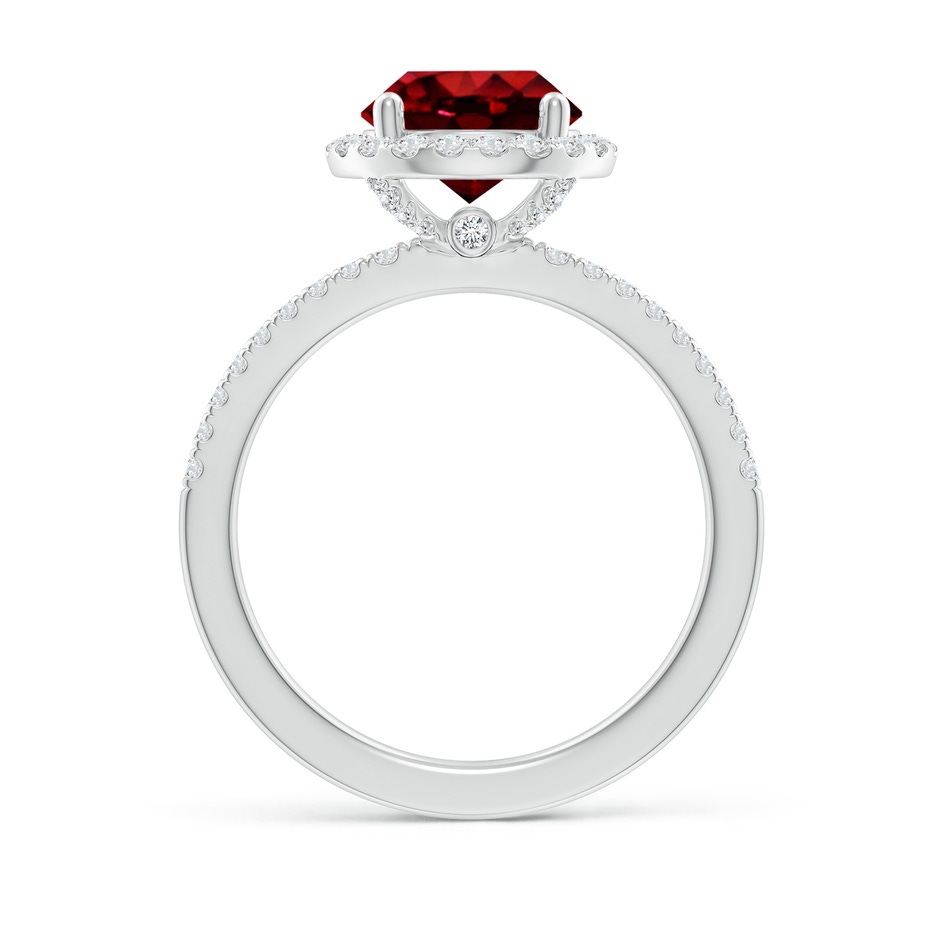 8mm AAAA Round Ruby Classic Halo Engagement Ring in P950 Platinum side 199