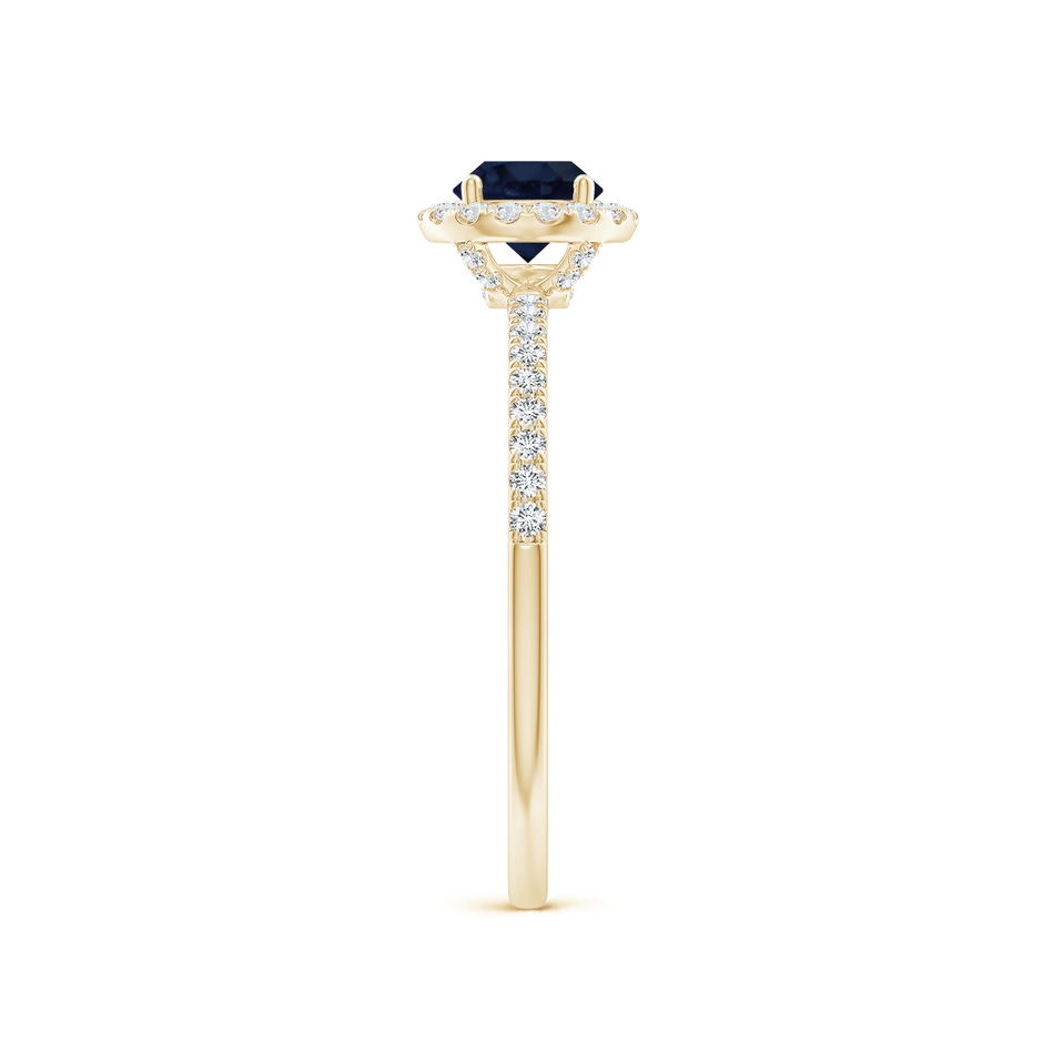 5mm A Round Blue Sapphire Classic Halo Engagement Ring in Yellow Gold side 299