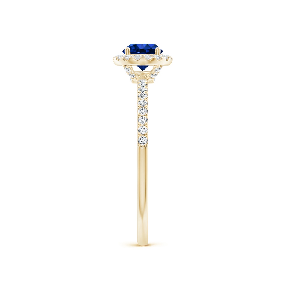 5mm AAAA Round Blue Sapphire Classic Halo Engagement Ring in Yellow Gold side 299