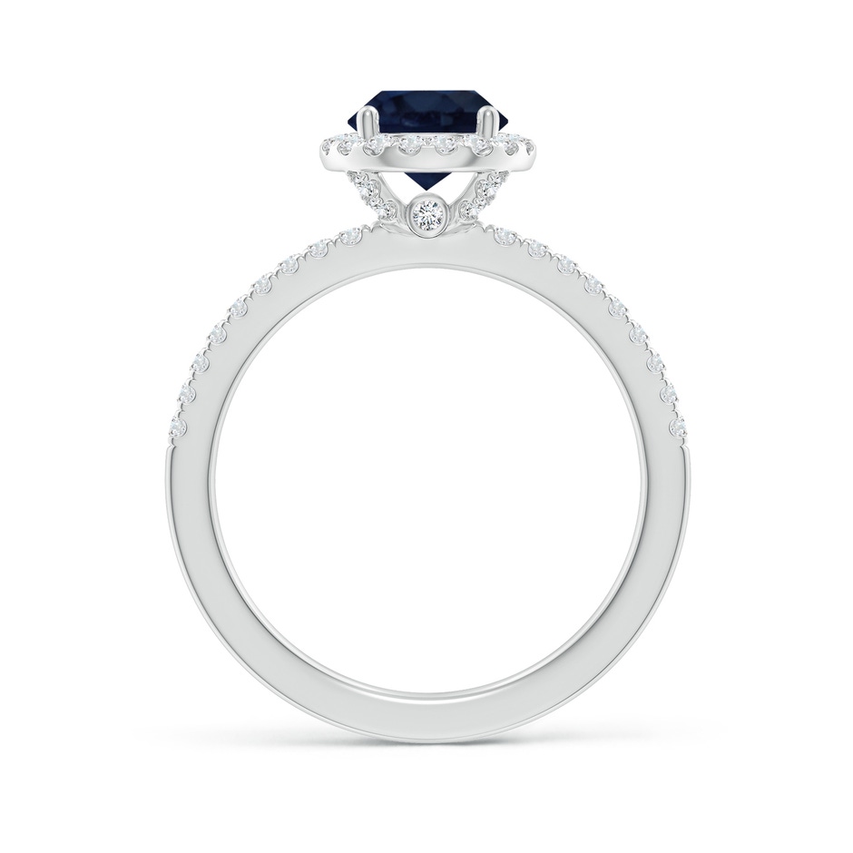 6.5mm A Round Blue Sapphire Classic Halo Engagement Ring in White Gold side 199