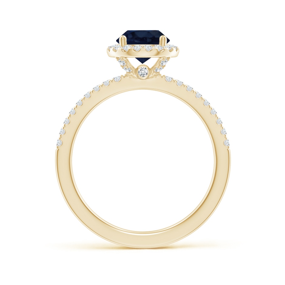 6.5mm A Round Blue Sapphire Classic Halo Engagement Ring in Yellow Gold side 199