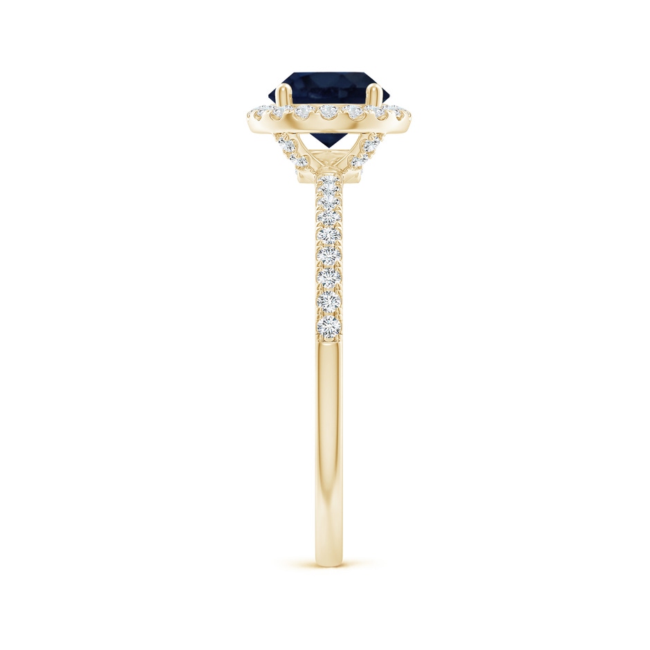 6.5mm A Round Blue Sapphire Classic Halo Engagement Ring in Yellow Gold side 299