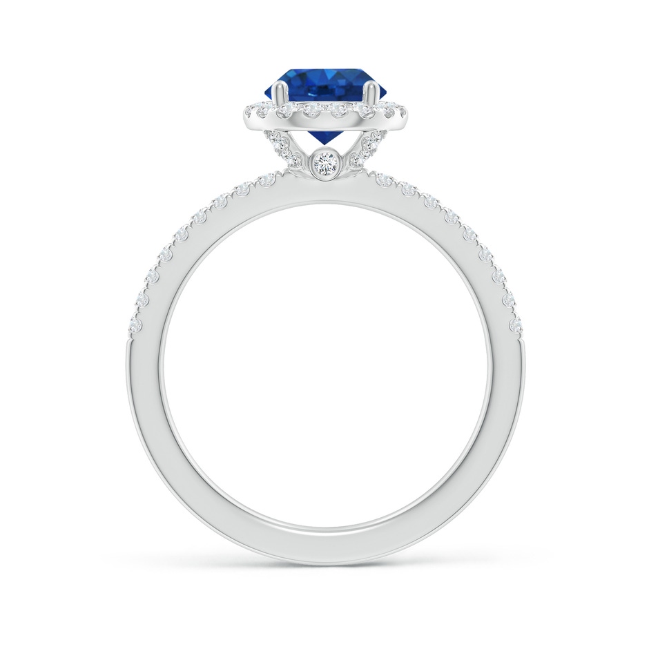 6.5mm AAA Round Blue Sapphire Classic Halo Engagement Ring in White Gold side 199