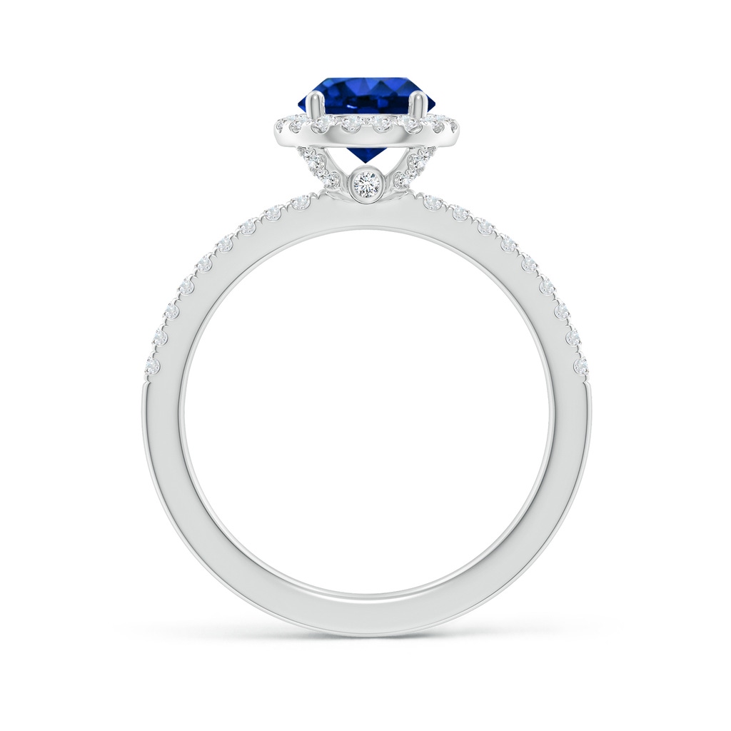 6.5mm Lab-Grown Round Blue Sapphire Classic Halo Engagement Ring in White Gold - side 199
