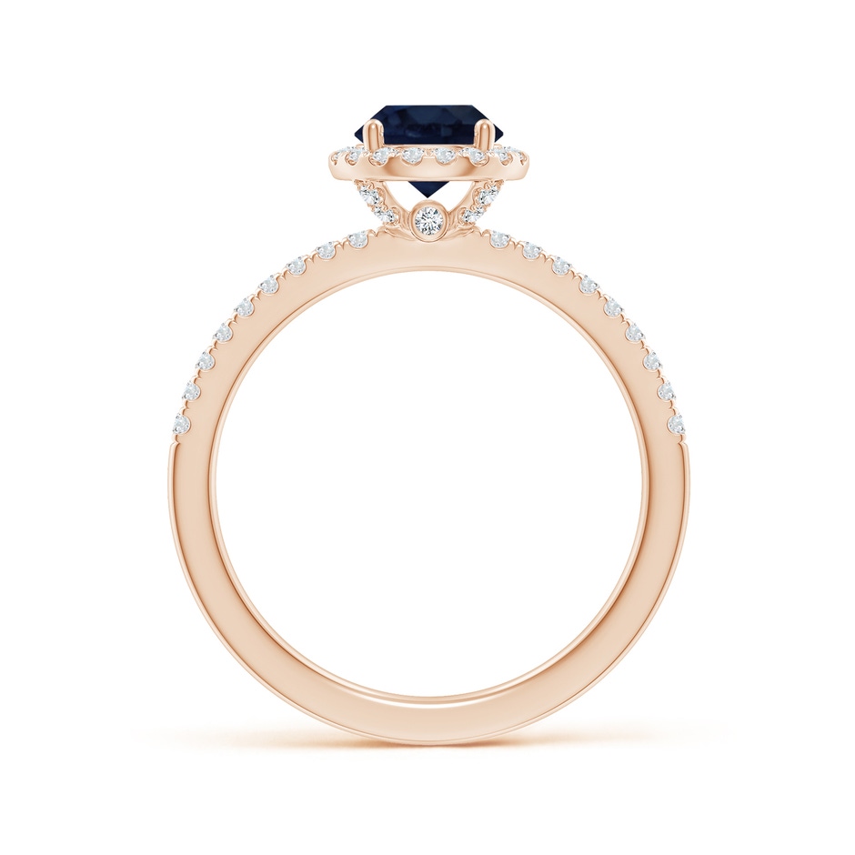 6mm A Round Blue Sapphire Classic Halo Engagement Ring in Rose Gold side 199