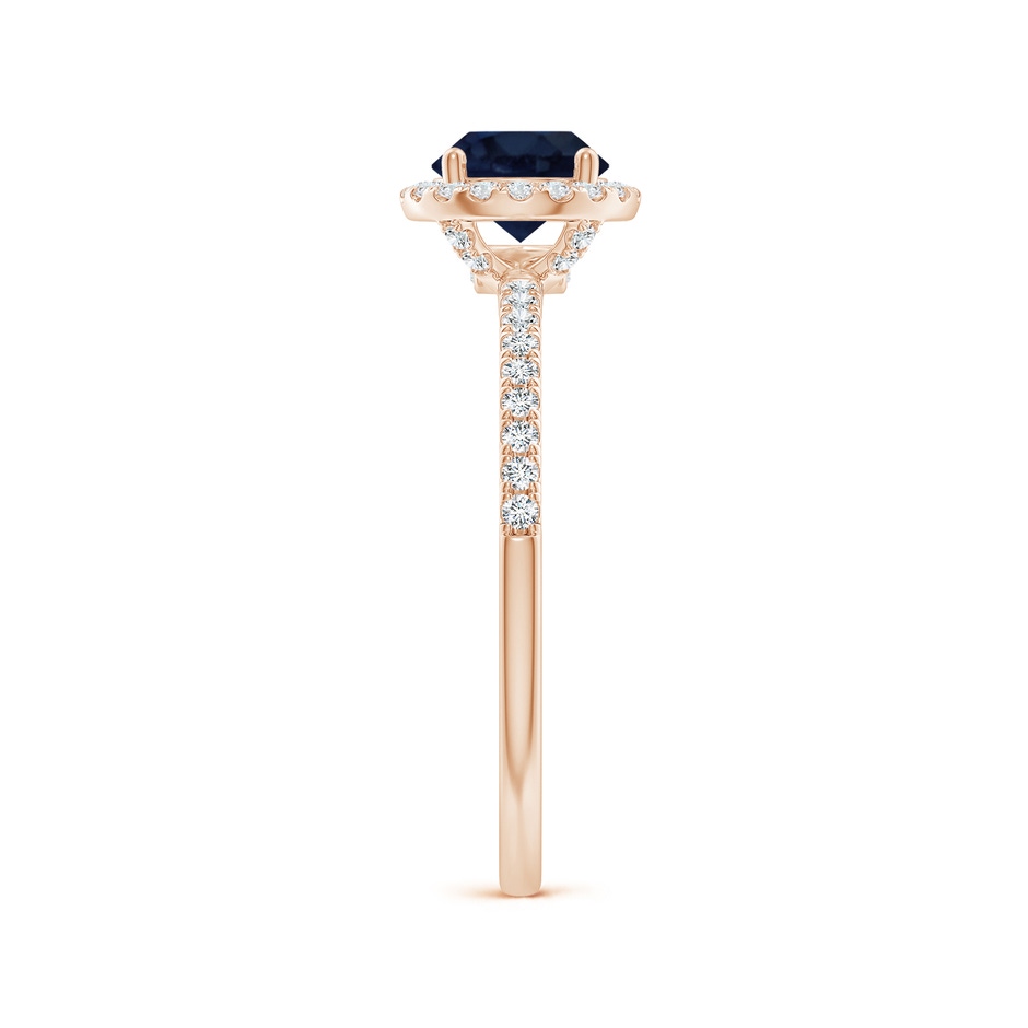 6mm A Round Blue Sapphire Classic Halo Engagement Ring in Rose Gold side 299